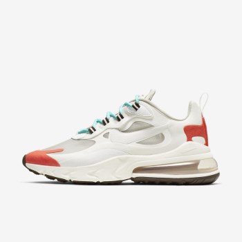 Nike Air Max 270 React (Mid-Century) - Női Utcai Cipő - Világos Bézs/Fehér/Narancssárga/Platina